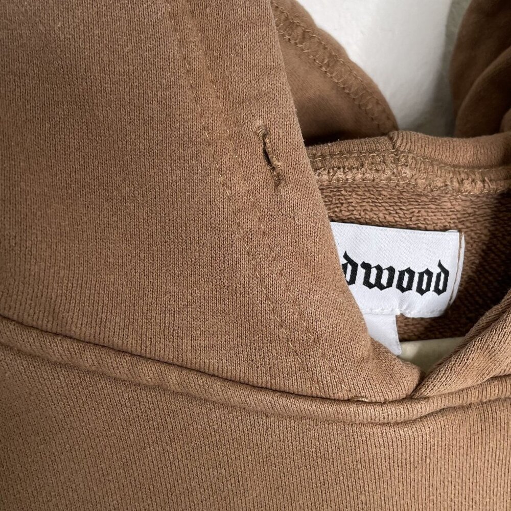 Badwood Unisex Tan Embossed Logo Hoodie, L - Picture 10 of 10